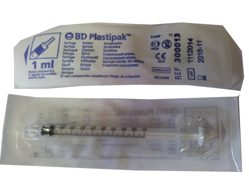 BD Plastipak™ 1ml Concentric Luer Slip Syringe,3 piece, W/O needle, Box of 120