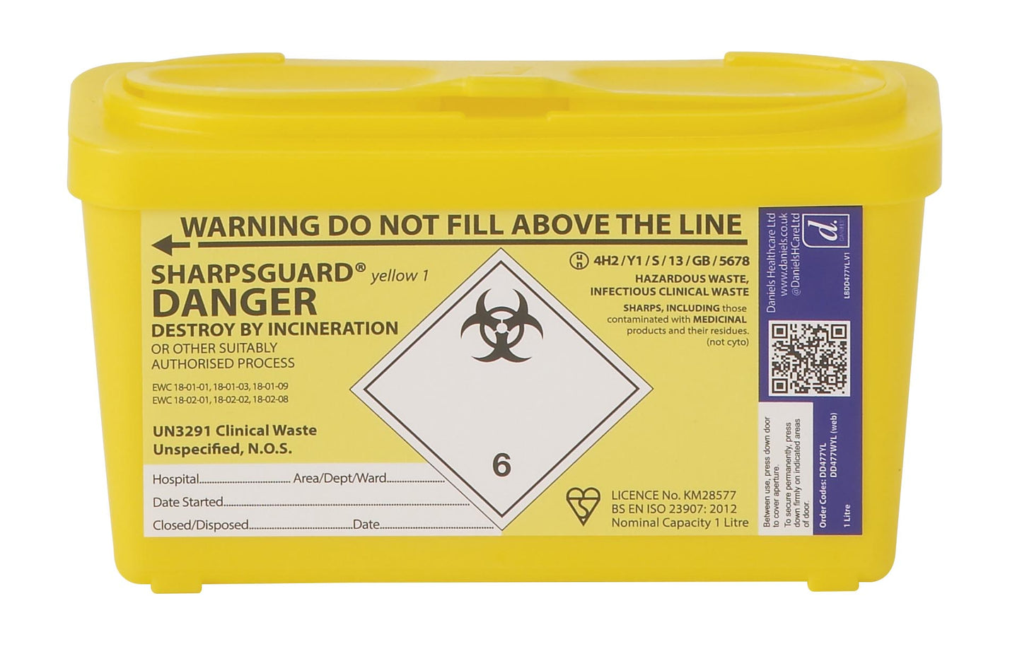 Sharpsguard yellow 1 Ltr Sharps Bin