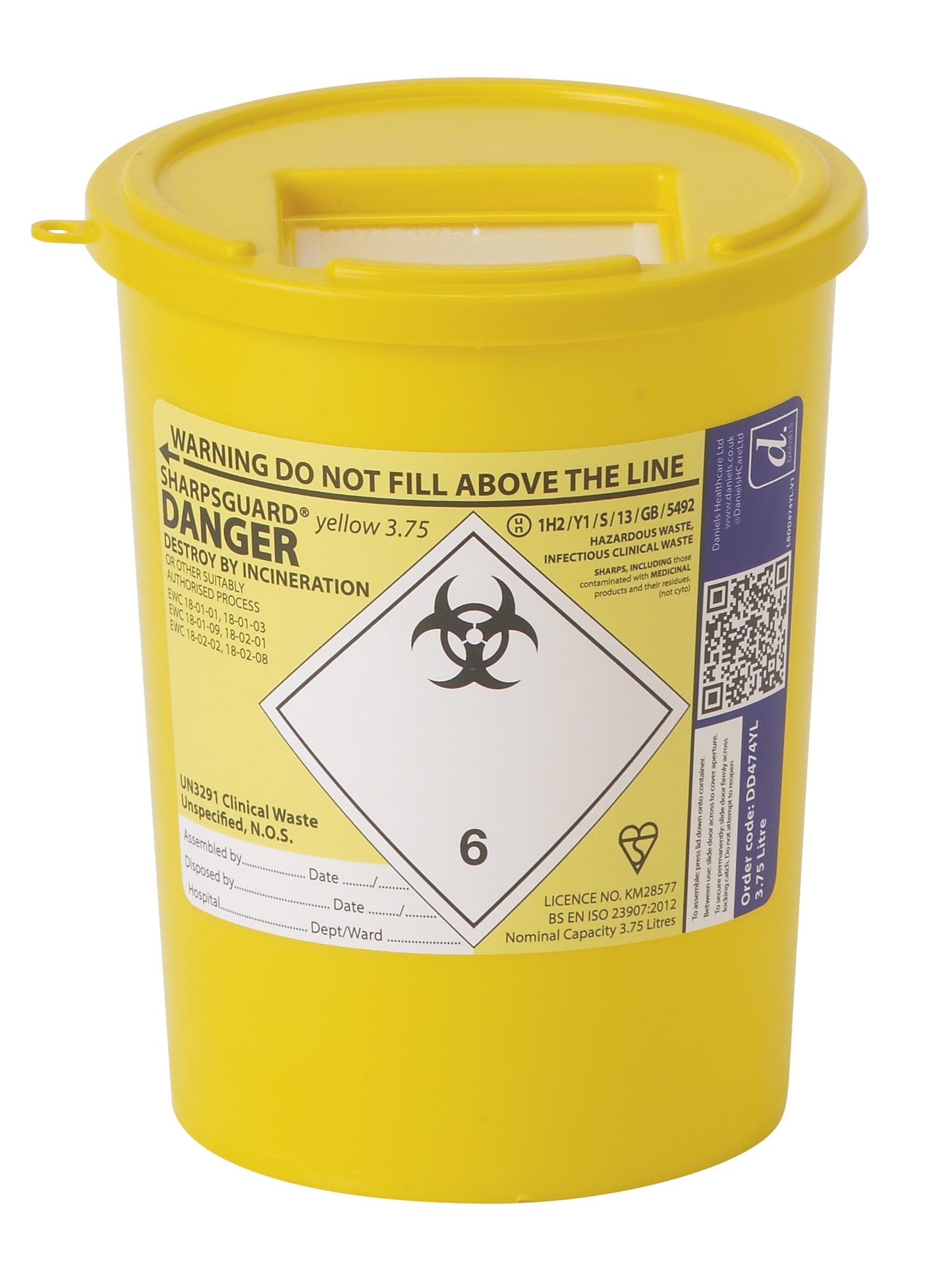 Sharsguard yellow 3.75 Ltr Sharps Bin