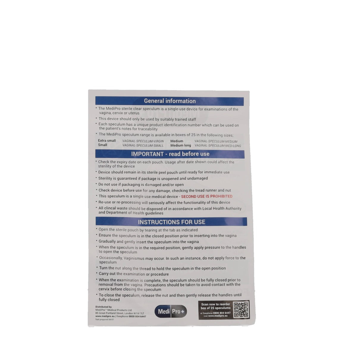 Medipro Vaginal Speculum with Lock - Box of 25 - Extra Small