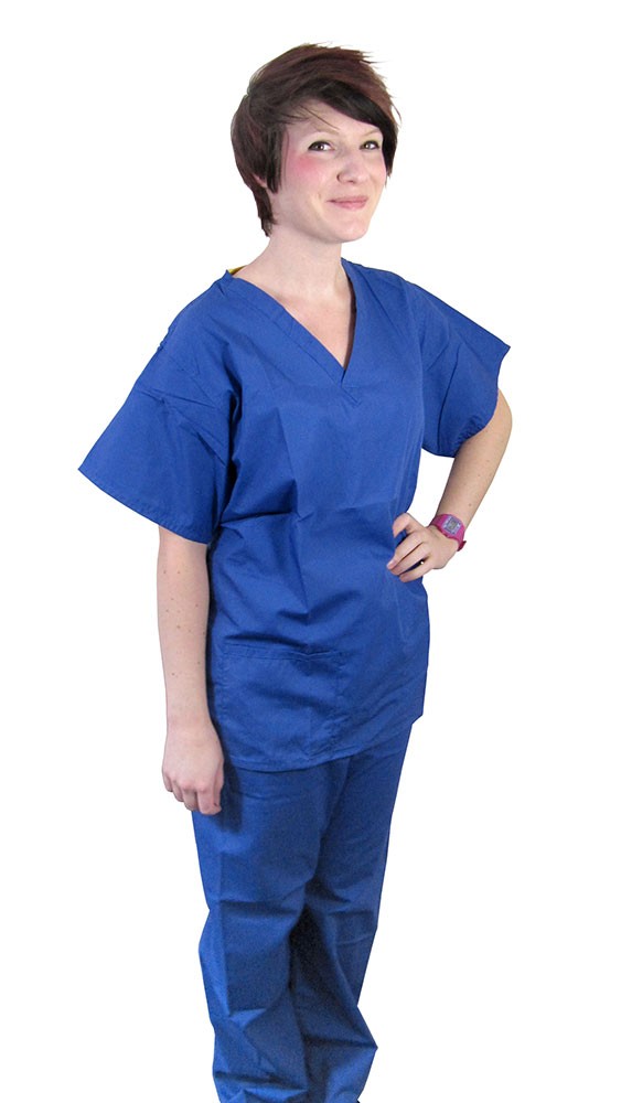 Unisex V Scrub Suit (Top & Trousers) - Cornflower Blue
