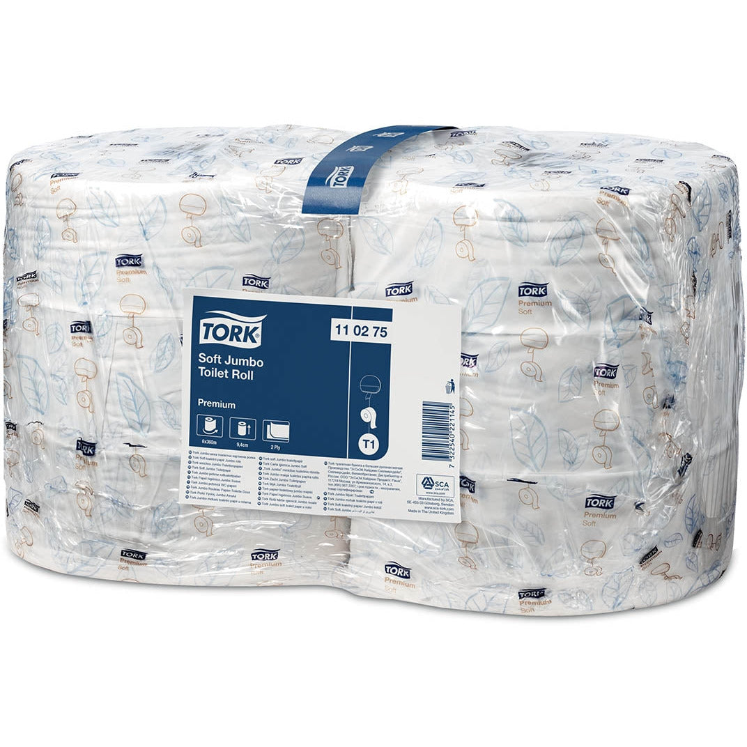 Light Gray Tork Soft Jumbo Toilet Roll Premium 2Ply - 110275 - Case of 6 x 360m