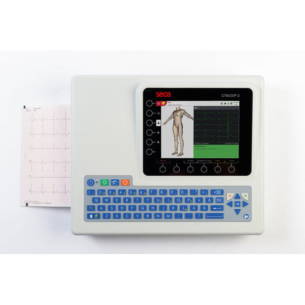 Lavender seca CT8000P-2 - A4 12 lead ECG machine with WiFi, advanced interpretation, 8" colour LCD and electrode placement adviser