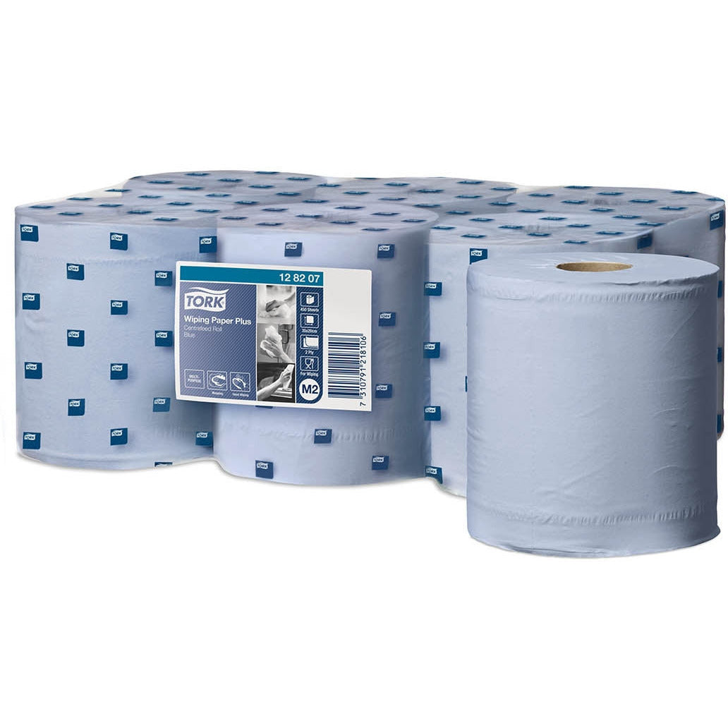 Gray Tork Universal Centrefeed Wiper Roll - Blue 150m x 6