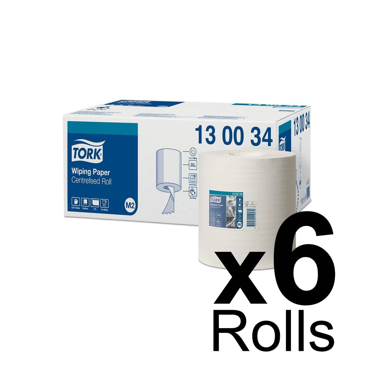 Light Gray Tork Universal Centrefeed Wiper Roll - White 150m x 6