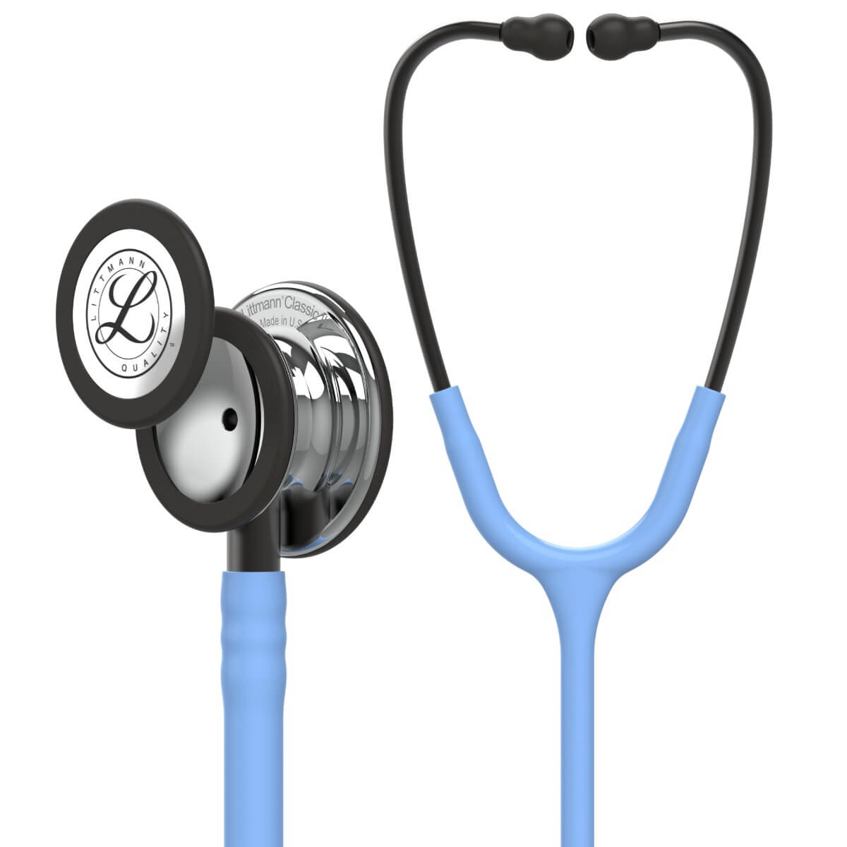 3M Littmann Classic III Monitoring Stethoscope, Mirror Chestpiece, Ceil Blue Tube, Smoke Stem, Smoke Headset - 5959 - Medscope