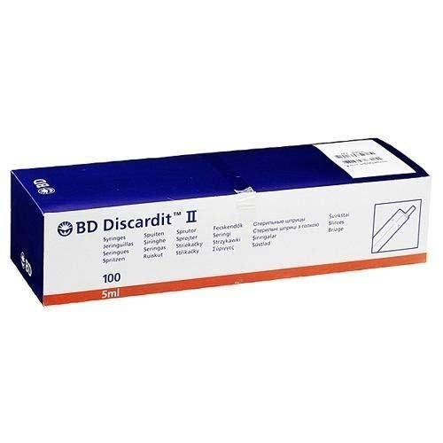 BD Discardit 5ml , 2 piece Eccentric tip syringe - Box of 100