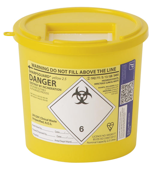 Sharpsguard yellow 2.5 Ltr Sharps Bin