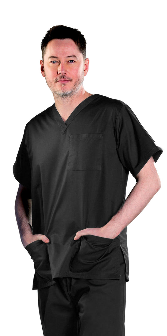 Unisex Smart Scrub Top - Black