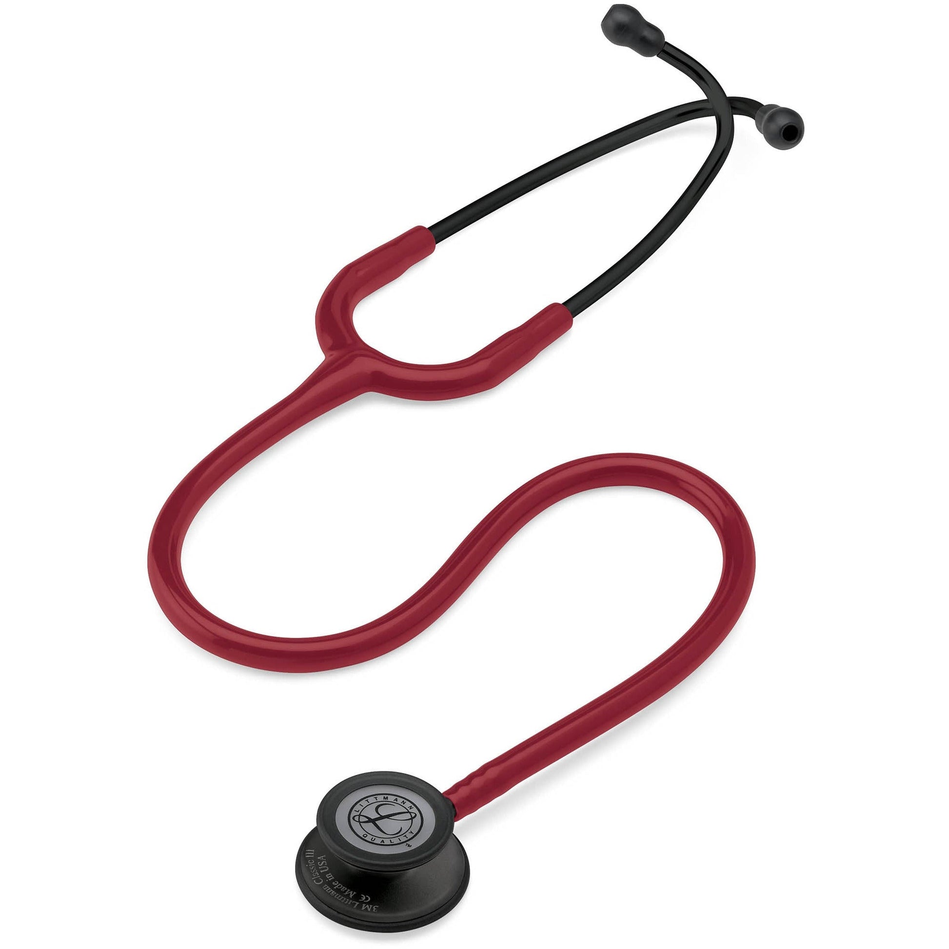 Brown Littmann Classic III Monitoring Stethoscope: Burgundy - Black Finish 5868