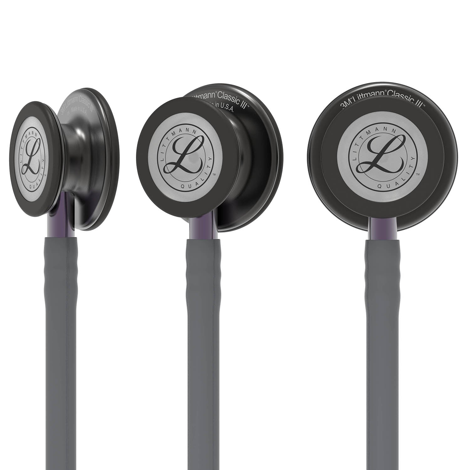 Dim Gray Littmann Classic III Monitoring Stethoscope: Smoke & Gray - Violet Stem 5873