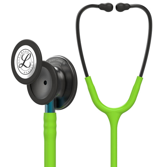 Dark Slate Gray Littmann Classic III Monitoring Stethoscope: Smoke & Lime Green - Blue Stem 5875