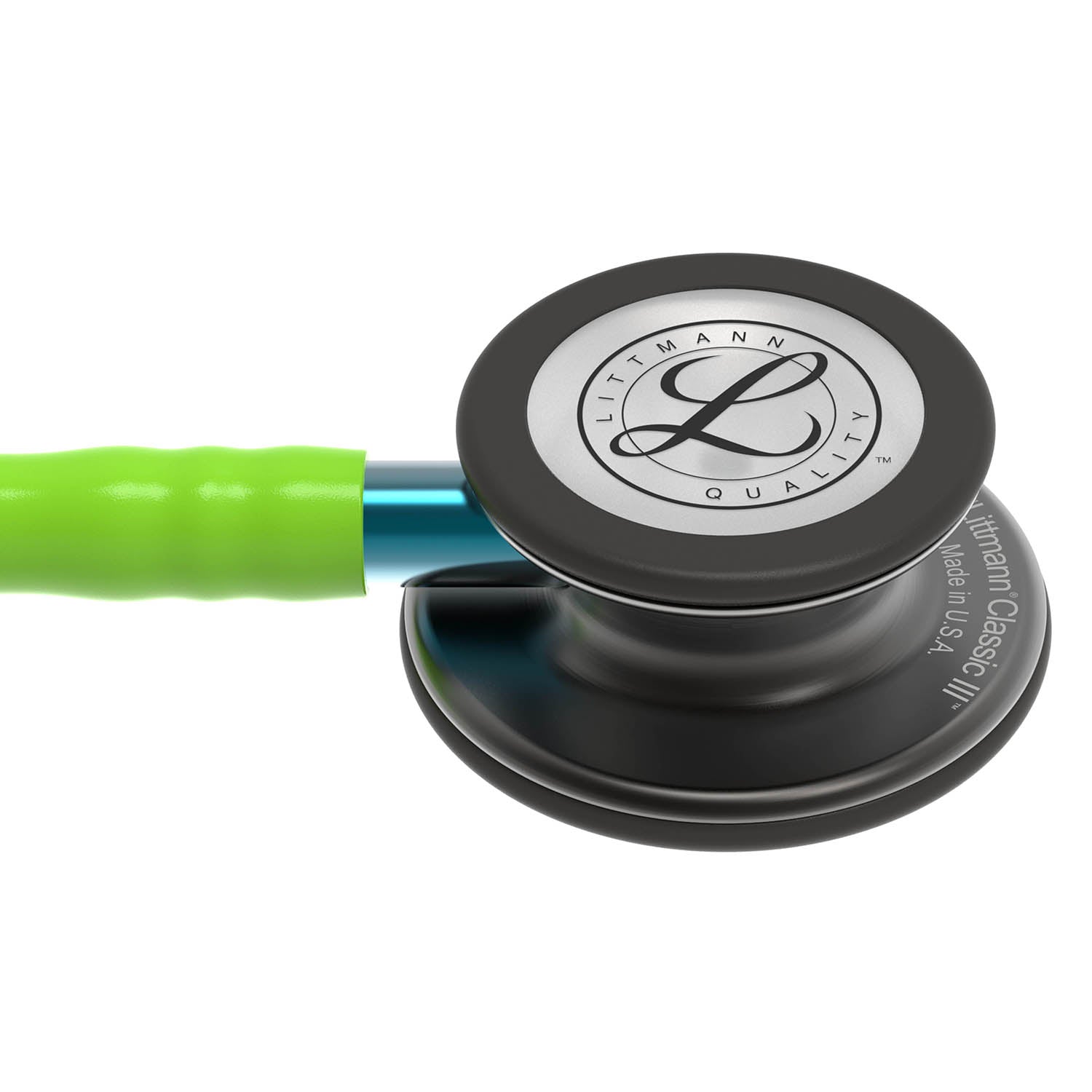 Dark Slate Gray Littmann Classic III Monitoring Stethoscope: Smoke & Lime Green - Blue Stem 5875