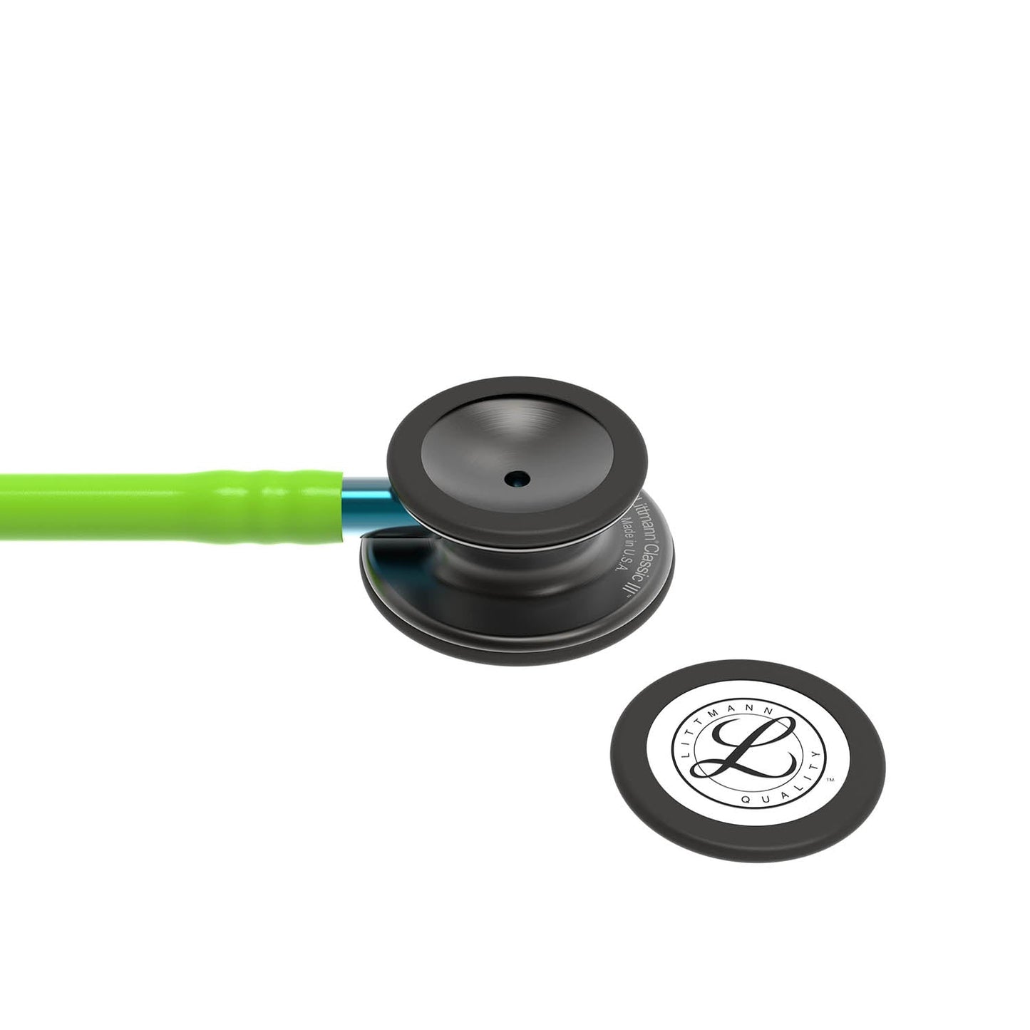 Dark Slate Gray Littmann Classic III Monitoring Stethoscope: Smoke & Lime Green - Blue Stem 5875