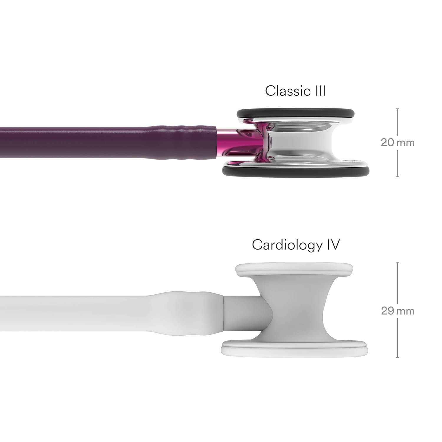 Light Gray Littmann Classic III Monitoring Stethoscope: Mirror & Plum - Pink Stem 5960