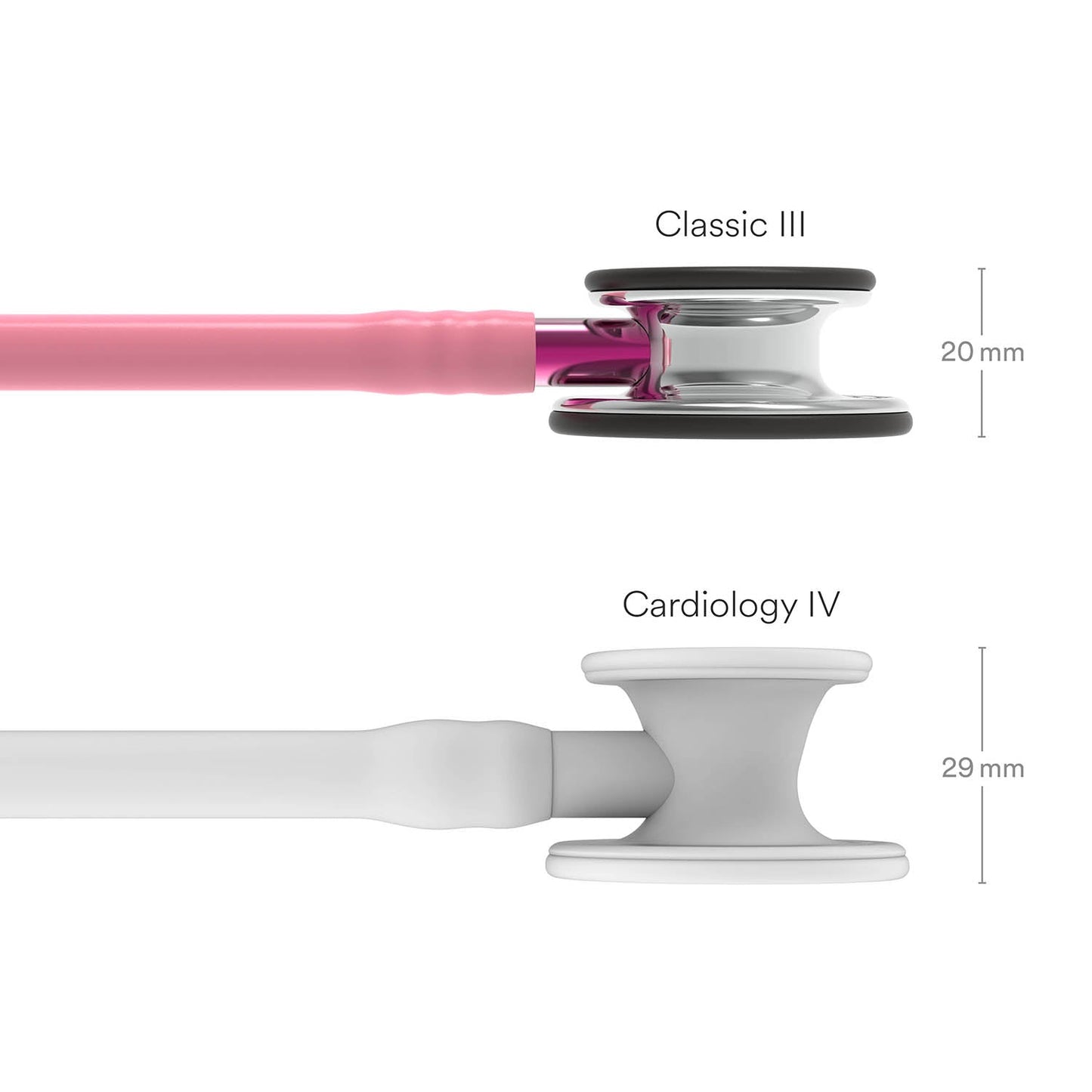 Light Gray Littmann Classic III Monitoring Stethoscope: Mirror & Pearl Pink - Pink Stem 5962