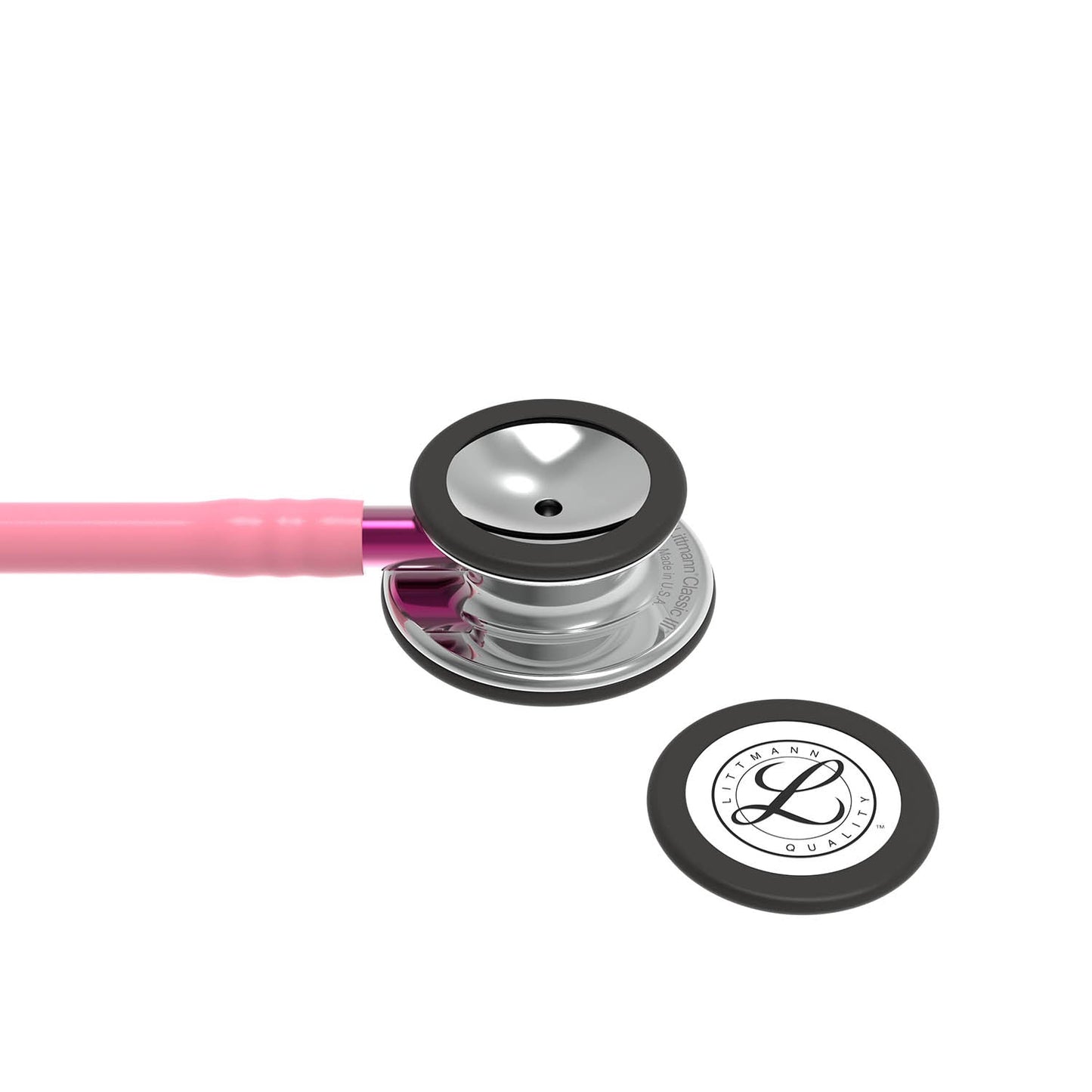 Gray Littmann Classic III Monitoring Stethoscope: Mirror & Pearl Pink - Pink Stem 5962