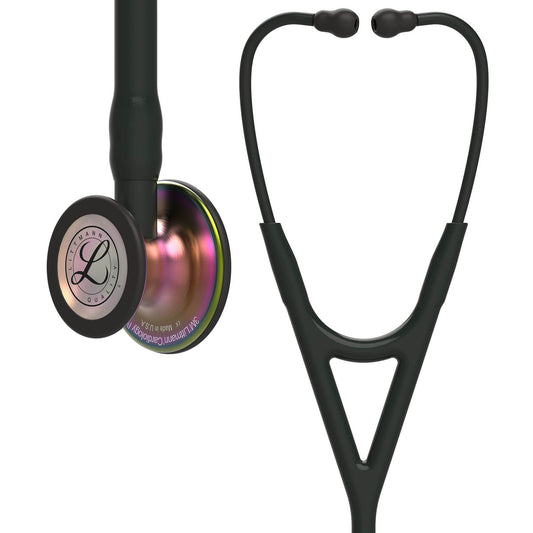 Dark Slate Gray 3M Littmann Cardiology IV Stethoscope - Black - Rainbow Chestpiece - 6165