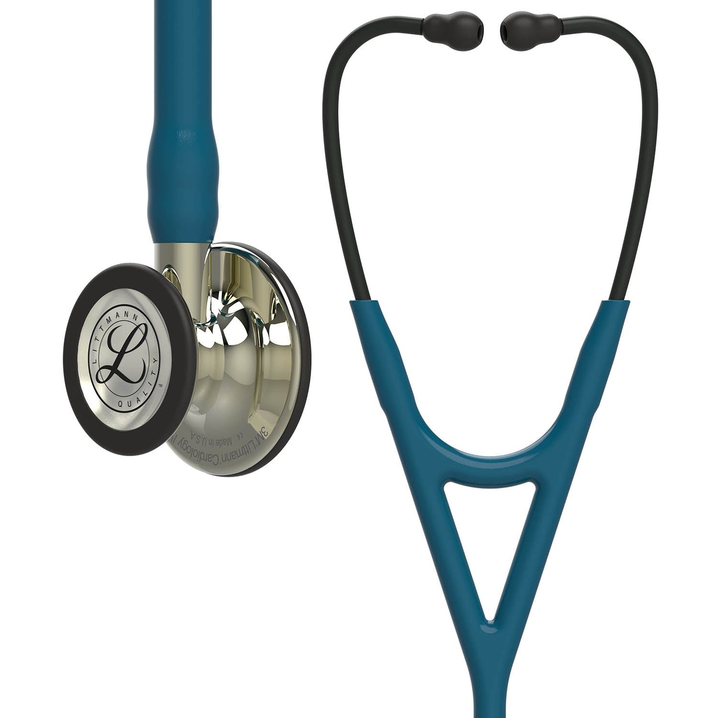 Dark Slate Gray Littmann Cardiology IV Diagnostic Stethoscope: Champagne & Caribbean Blue 6190