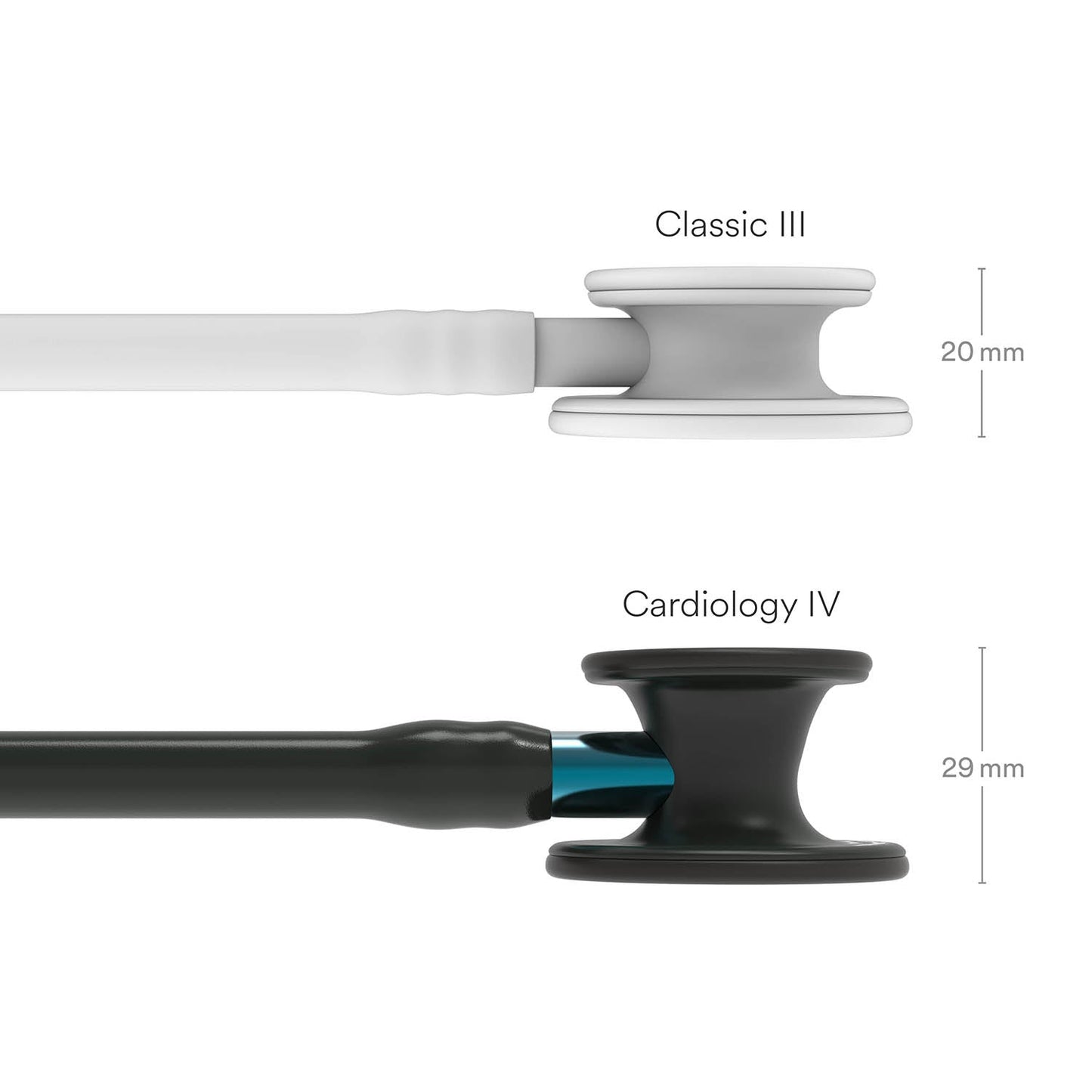 Light Gray Littmann Cardiology IV Diagnostic Stethoscope: Black & Black - Blue Stem 6201