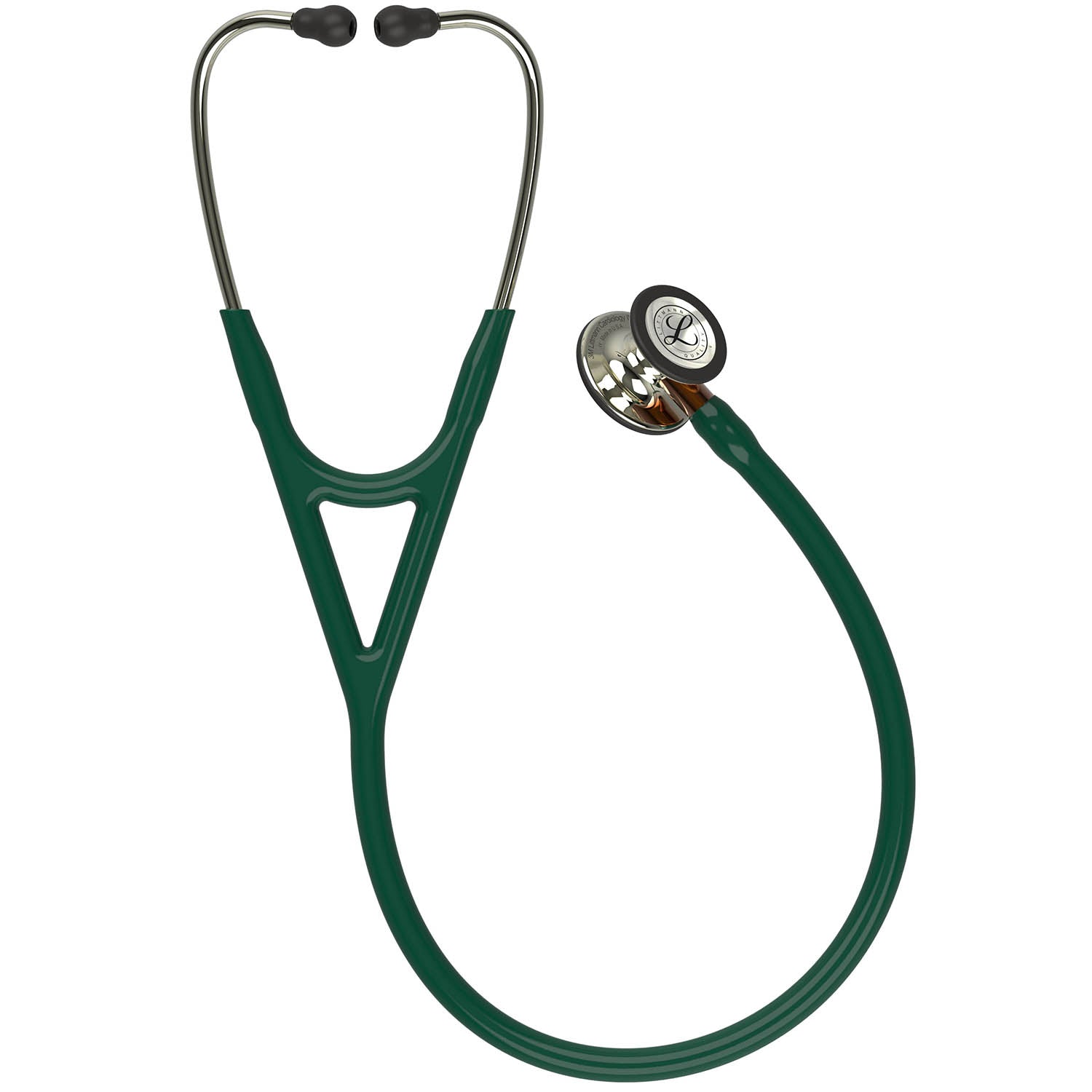 Dark Slate Gray Littmann Cardiology IV Diagnostic Stethoscope: Polished Champagne & Hunter Green - Orange Stem 6206