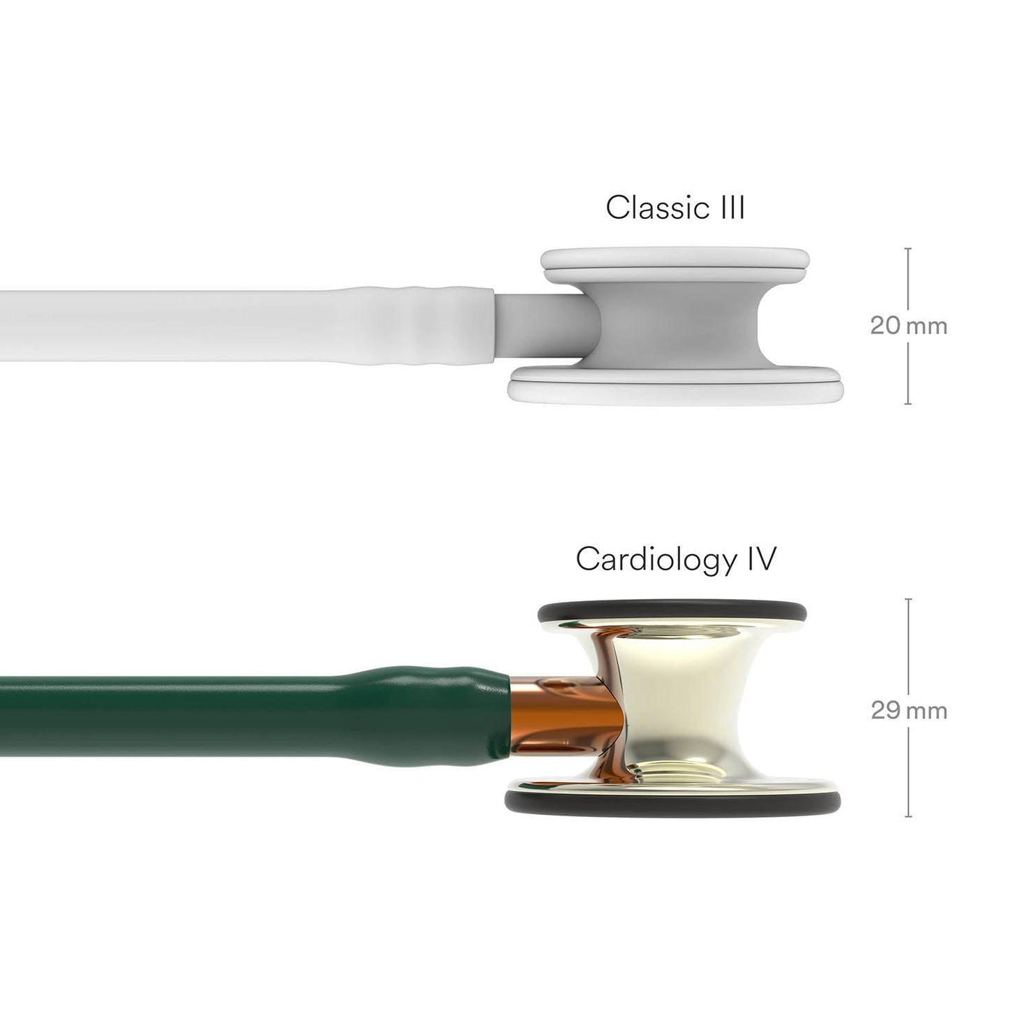 Light Gray Littmann Cardiology IV Diagnostic Stethoscope: Polished Champagne & Hunter Green - Orange Stem 6206