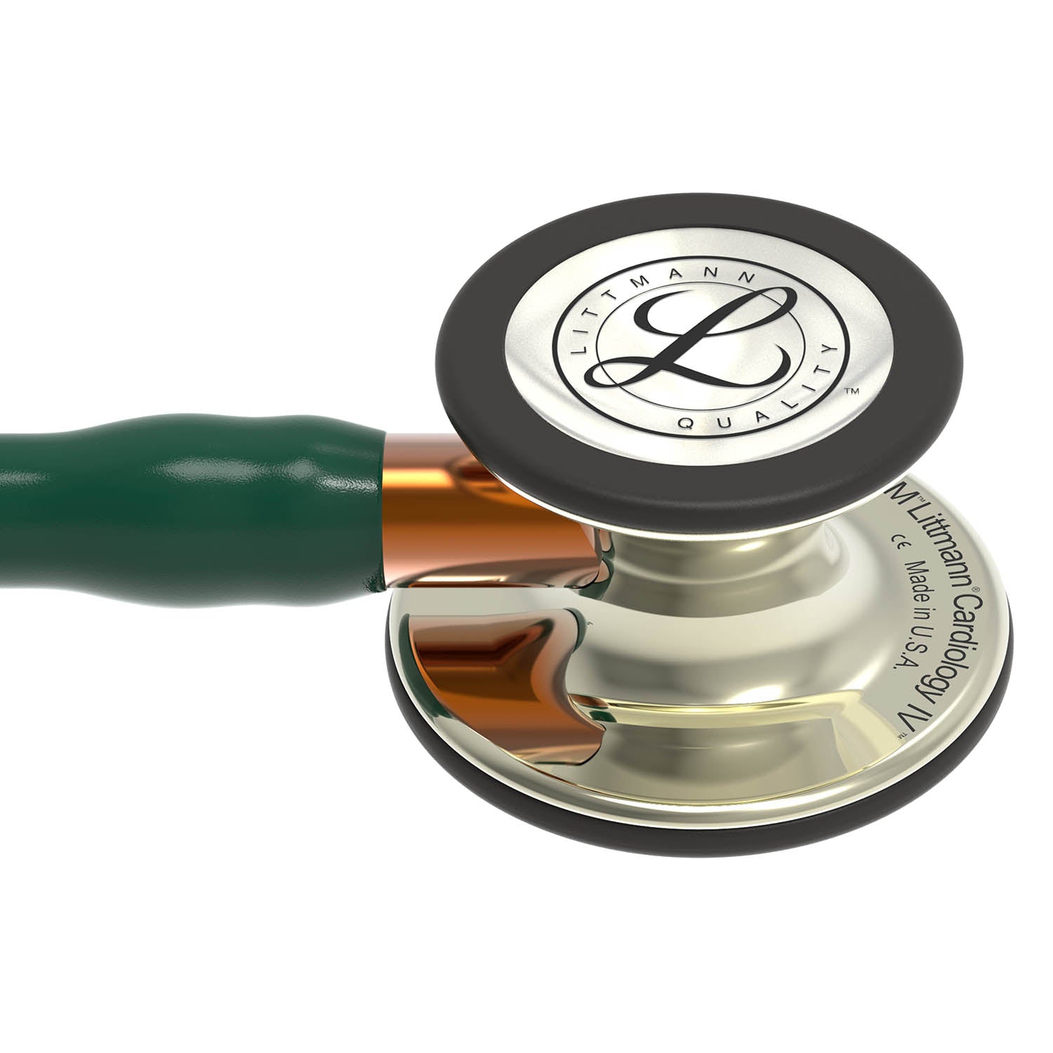 Dark Slate Gray Littmann Cardiology IV Diagnostic Stethoscope: Polished Champagne & Hunter Green - Orange Stem 6206