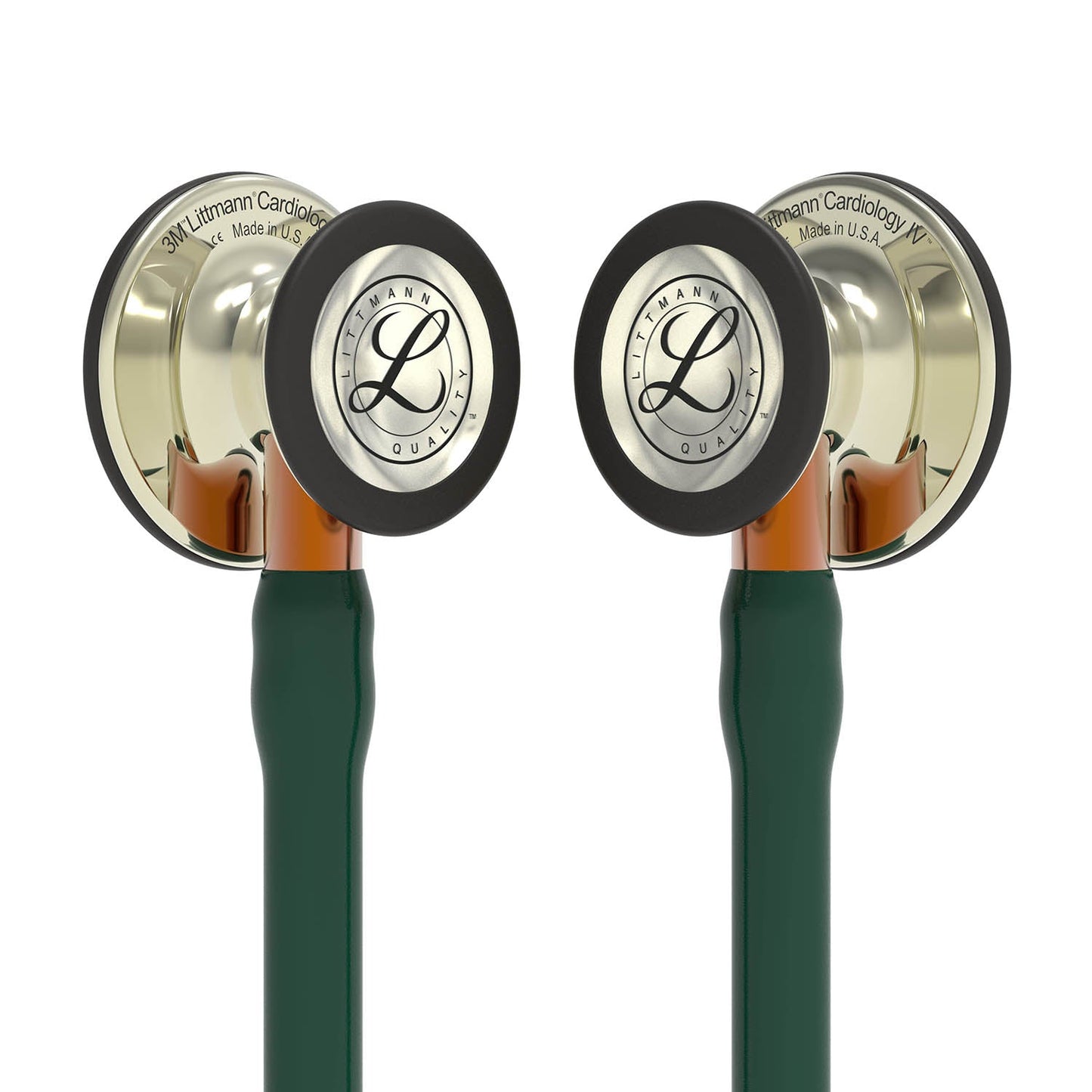 Light Gray Littmann Cardiology IV Diagnostic Stethoscope: Polished Champagne & Hunter Green - Orange Stem 6206