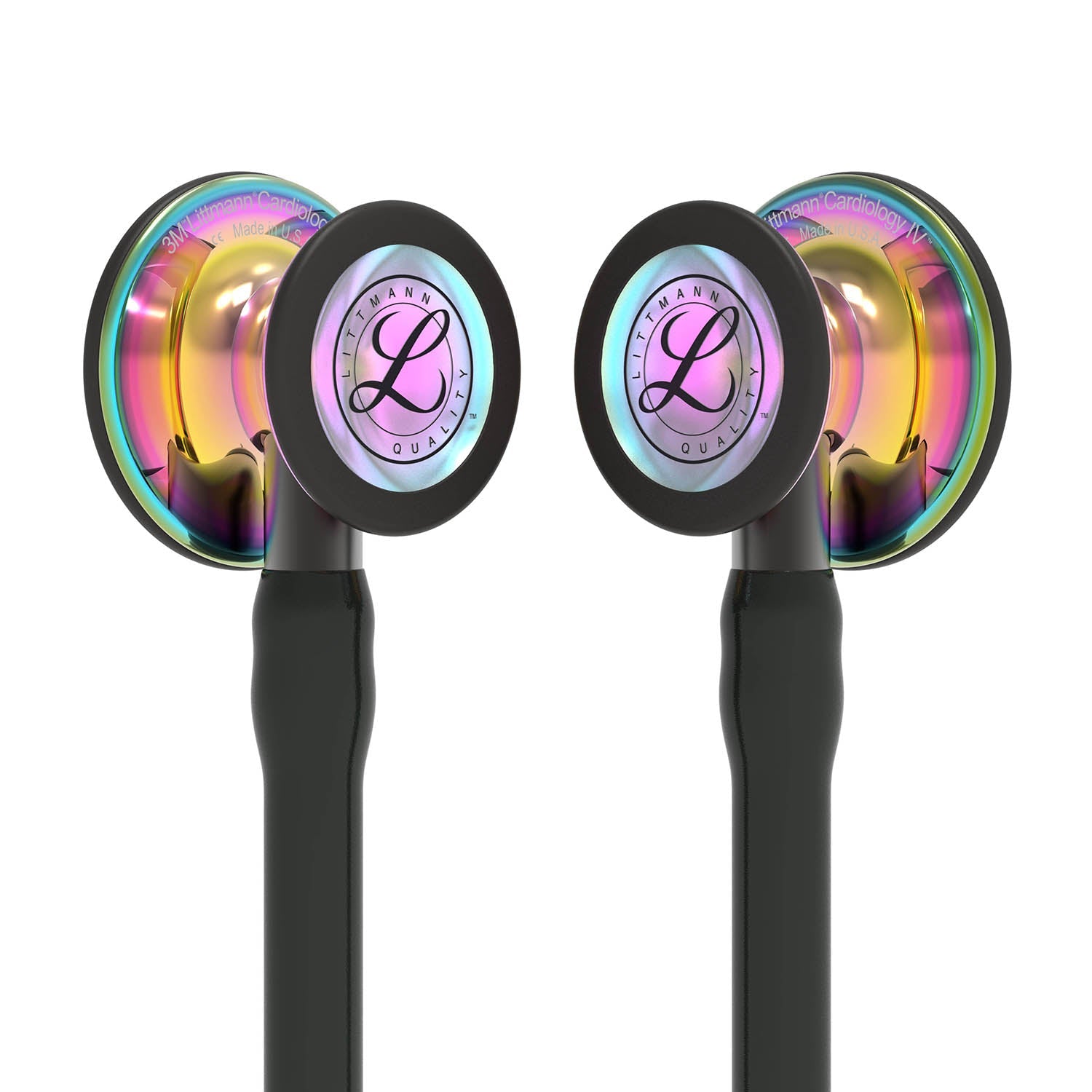 Tan Littmann Cardiology IV Diagnostic Stethoscope: High Polish Rainbow & Black - Smoke Stem 6240