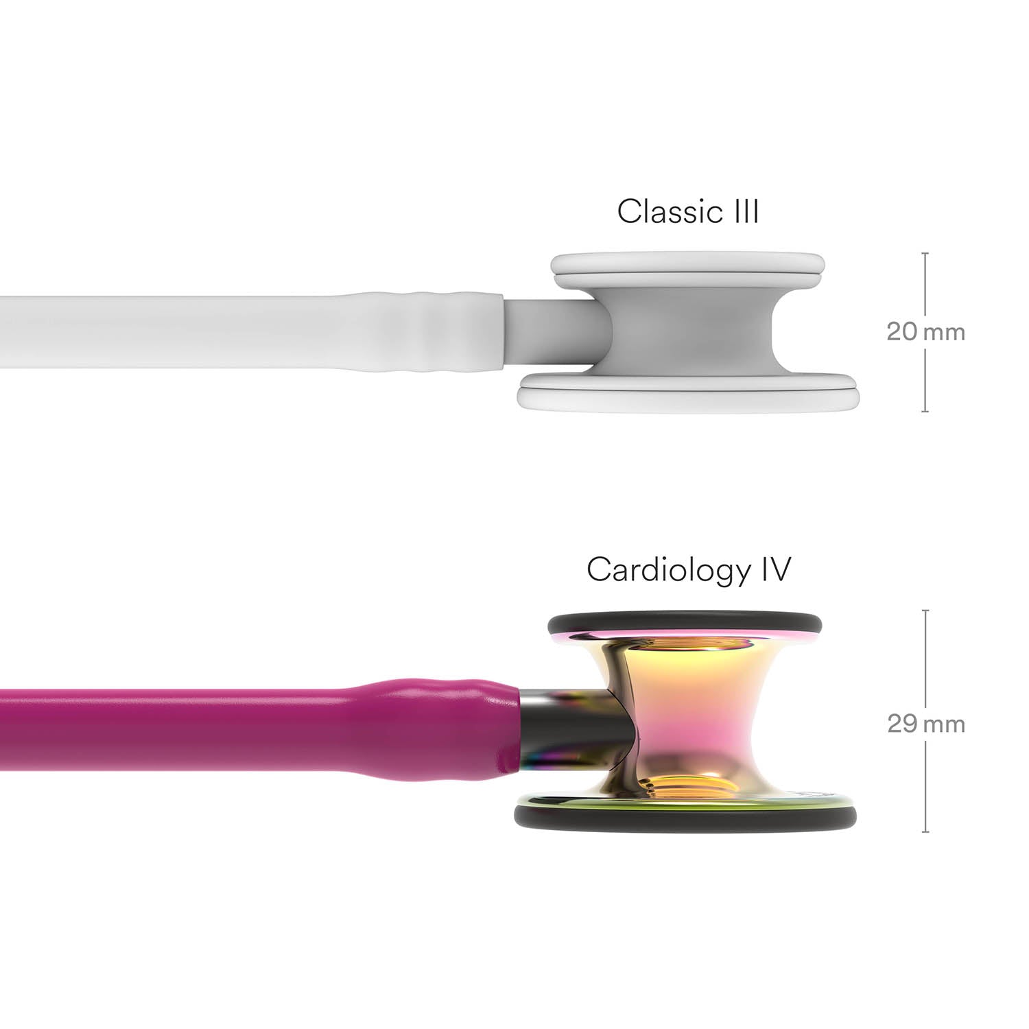 Light Gray Littmann Cardiology IV Diagnostic Stethoscope: High Polish Rainbow & Raspberry - Smoke Stem 6241