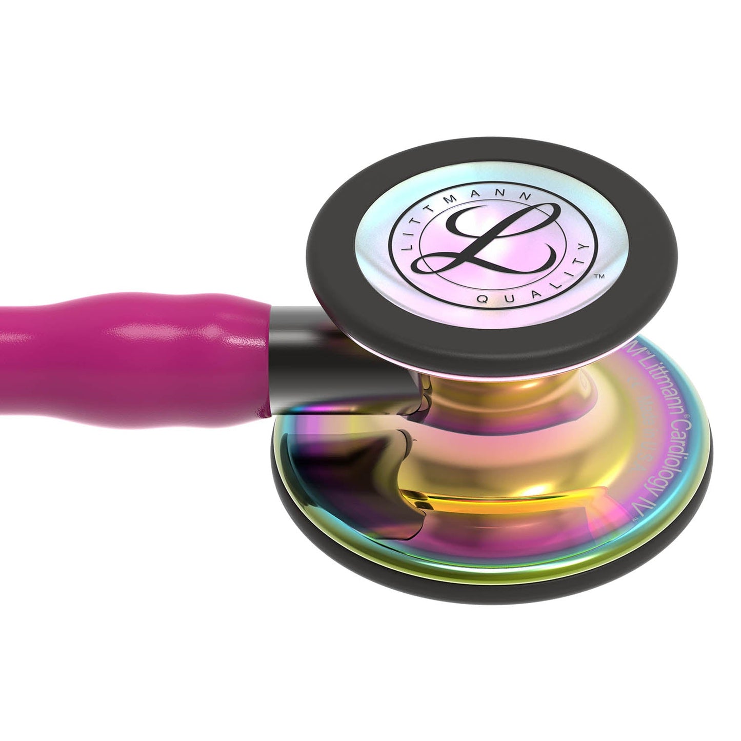 Gray Littmann Cardiology IV Diagnostic Stethoscope: High Polish Rainbow & Raspberry - Smoke Stem 6241