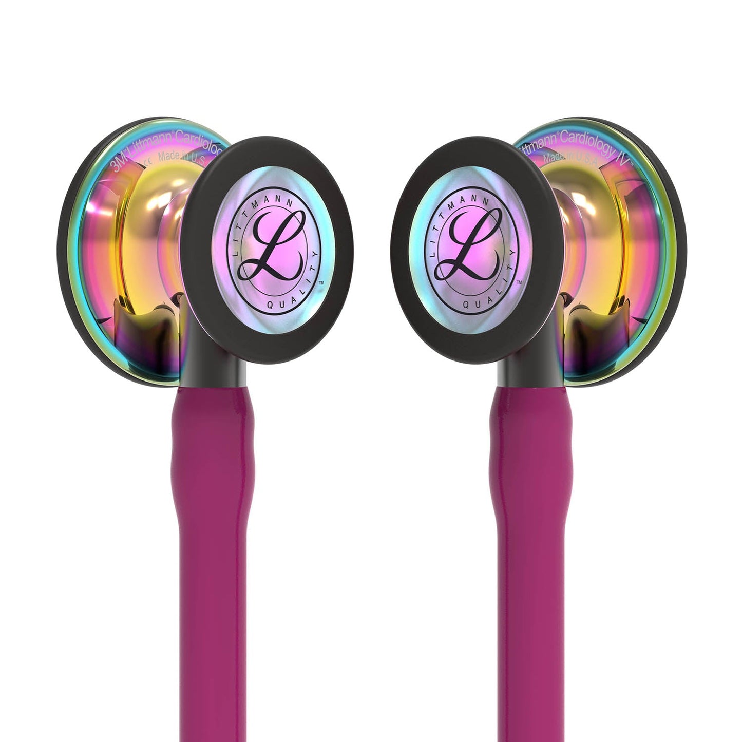 Dim Gray Littmann Cardiology IV Diagnostic Stethoscope: High Polish Rainbow & Raspberry - Smoke Stem 6241