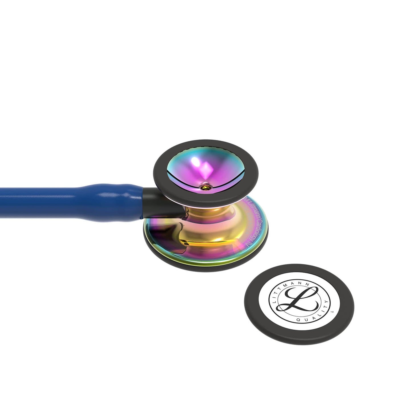 Dark Slate Gray Littmann Cardiology IV Diagnostic Stethoscope: High Polish Rainbow & Navy Blue - Black Stem 6242