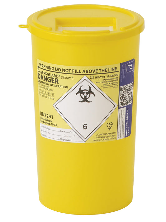 Sharpsguard Yellow 5 Ltr Sharps Bin
