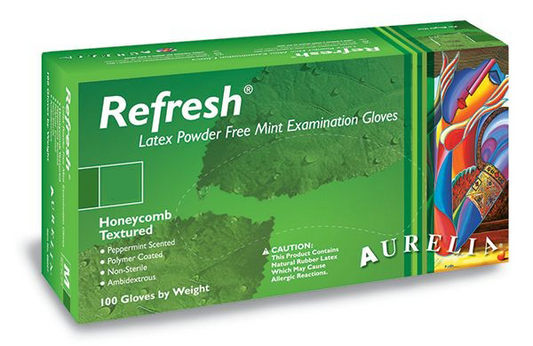 Aurelia® Refresh® Powder Free Latex Examination Gloves - Peppermint - 100