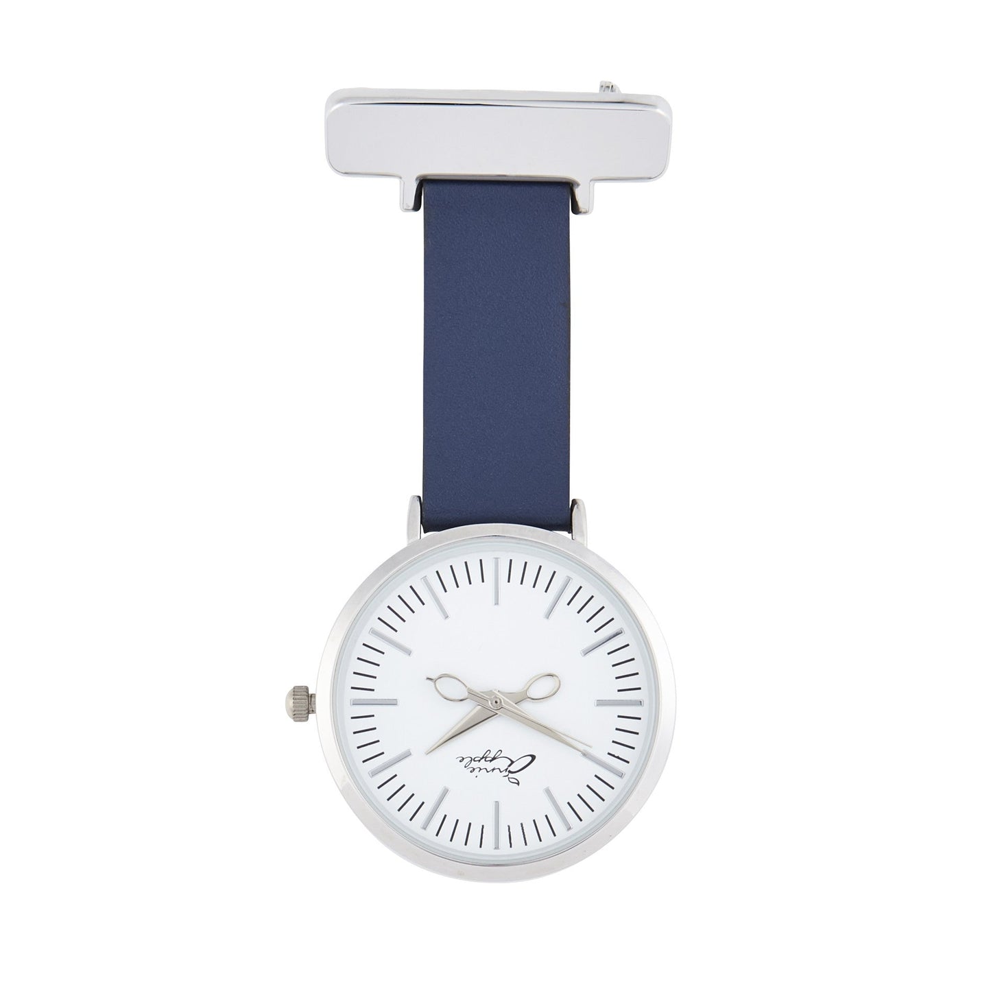 Dark Slate Gray Annie Apple Nurses Fob Watch - Aurora - White/Silver/Navy - Leather - 35mm