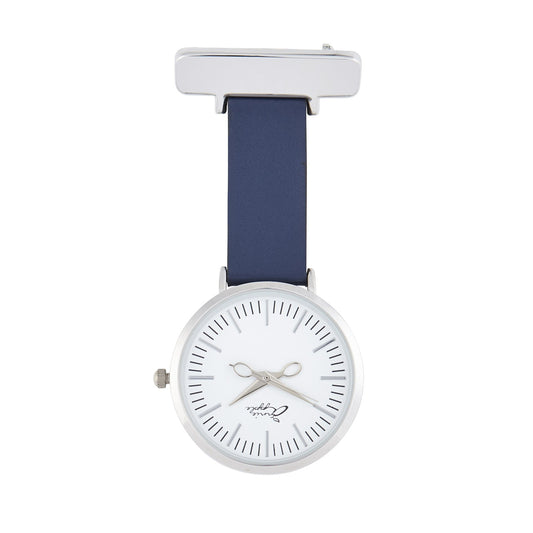 Dark Slate Gray Annie Apple Nurses Fob Watch - Aurora - White/Silver/Navy - Leather - 35mm