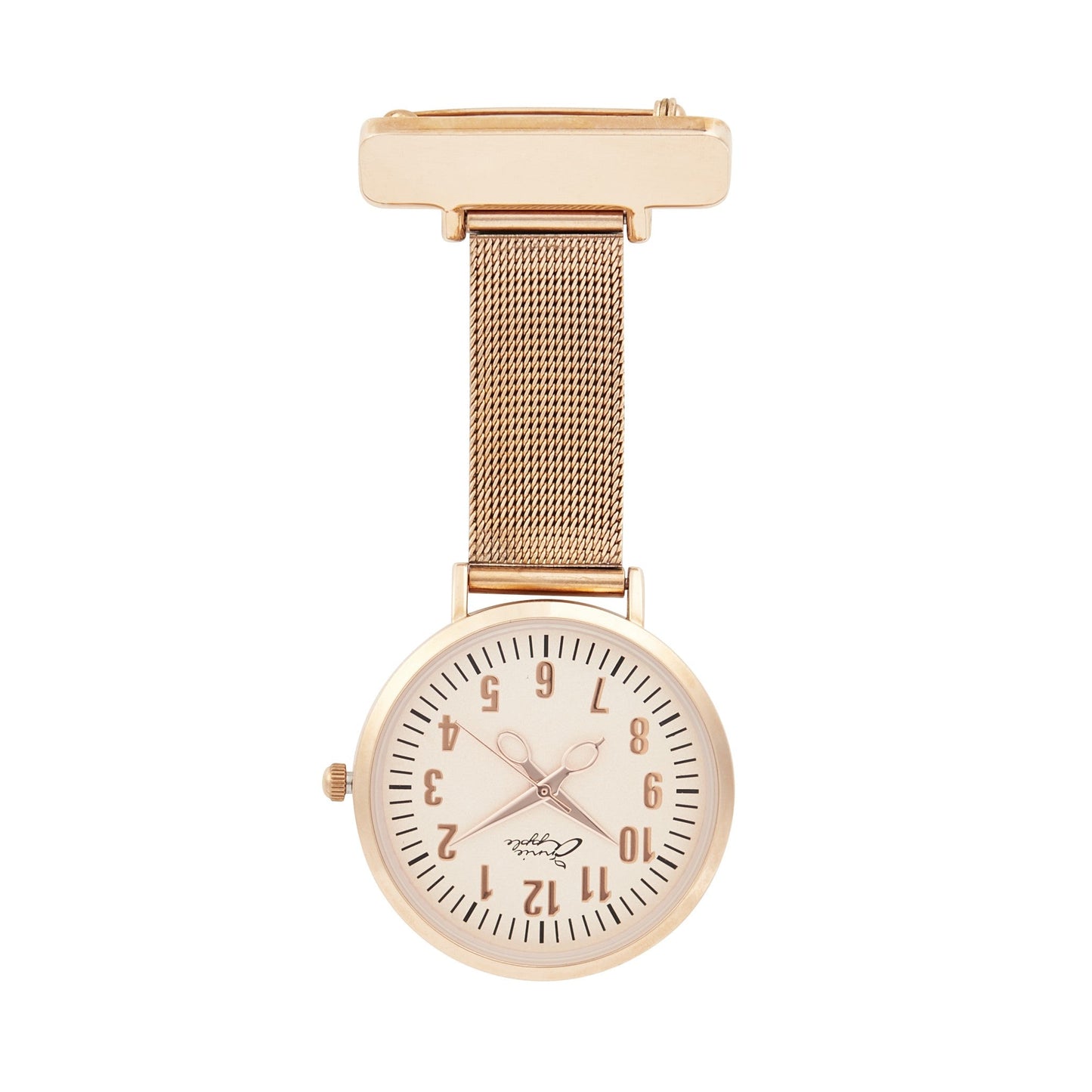 Wheat Annie Apple Nurses Fob Watch - Aurora - Rose Gold - Mesh - 35mm