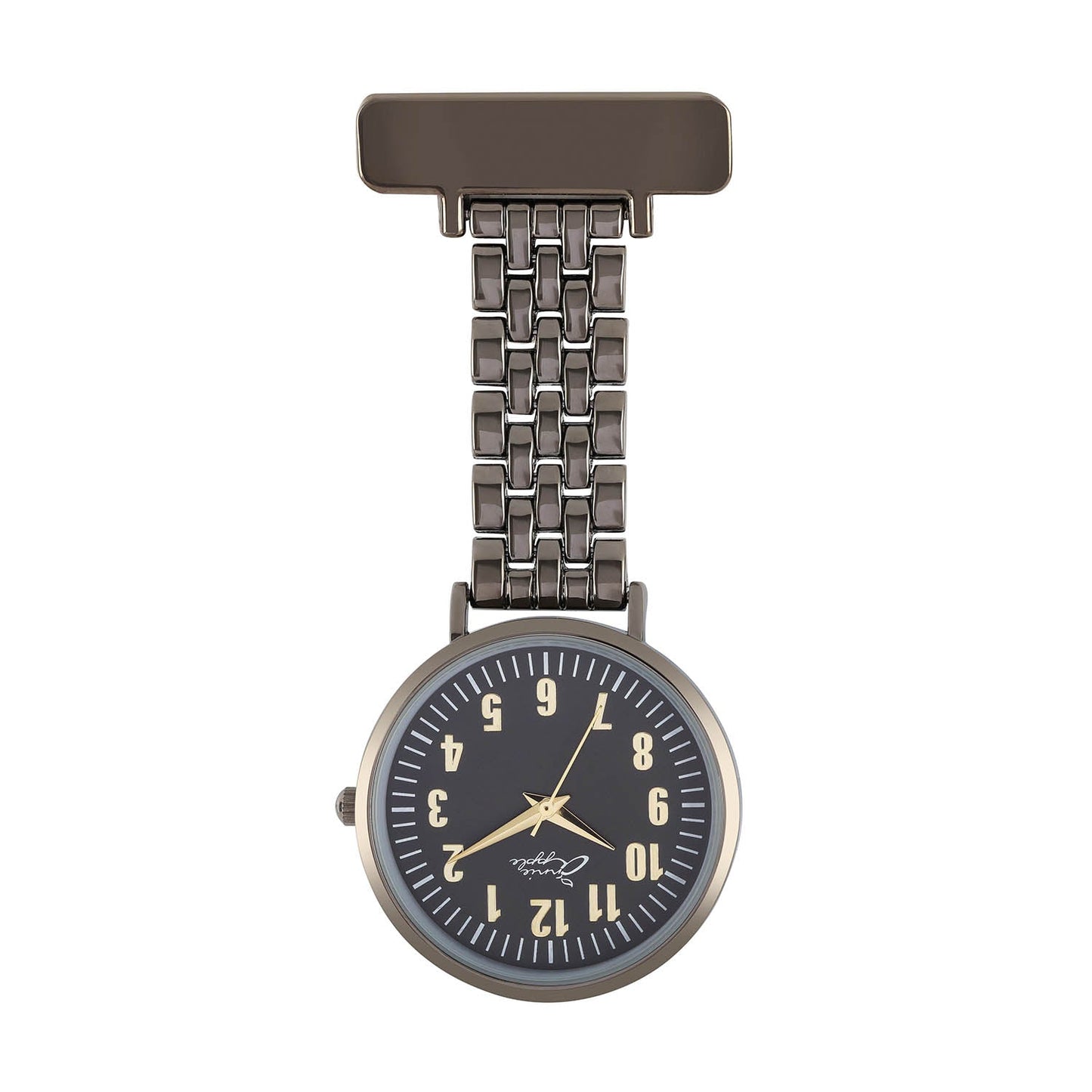 Dark Slate Gray Annie Apple Nurses Fob Watch - Aurora - Gold/Gunmetal - Link - 35mm