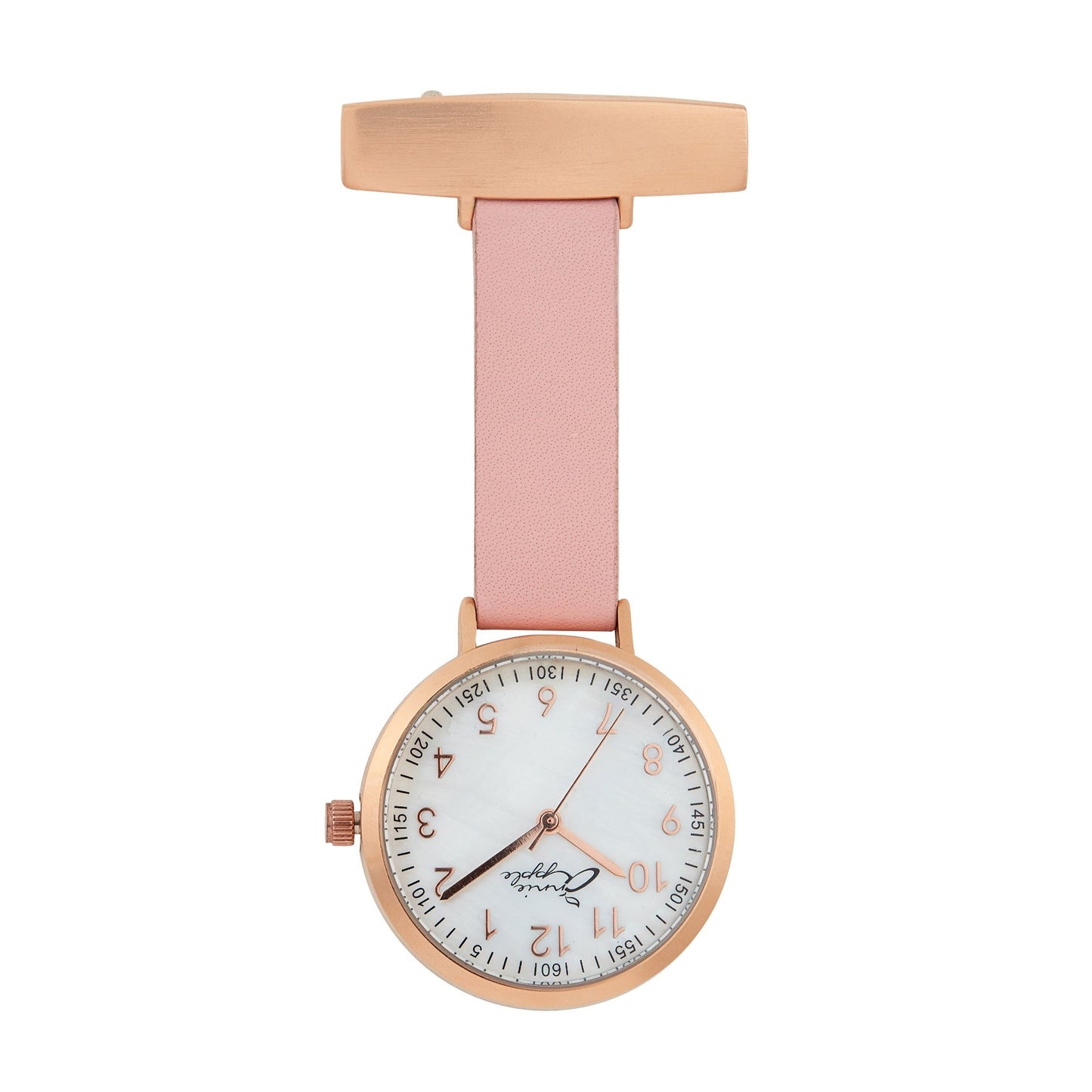 Gray Annie Apple Nurses Fob Watch - Meraki - Pearl/Rose Gold/Pink - Leather - 35mm