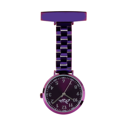 Midnight Blue Annie Apple Nurses Fob Watch - Meraki - Silver/Purple - Link - 35mm