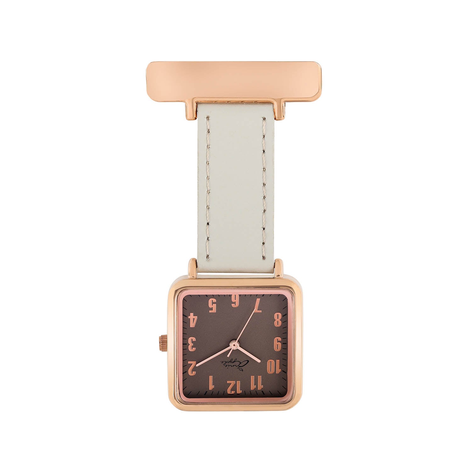 Wheat Annie Apple Nurses Fob Watch - Eunoia - Rose Gold/Grey - Leather - 28mm