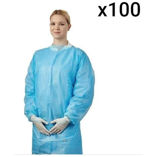 Medium Aquamarine Easigown Examination Gowns - Thumb Loop - Blue x 100 Aprons