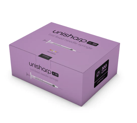 Unisharp 1ml Fixed 30G 0.5" Purple  x 100