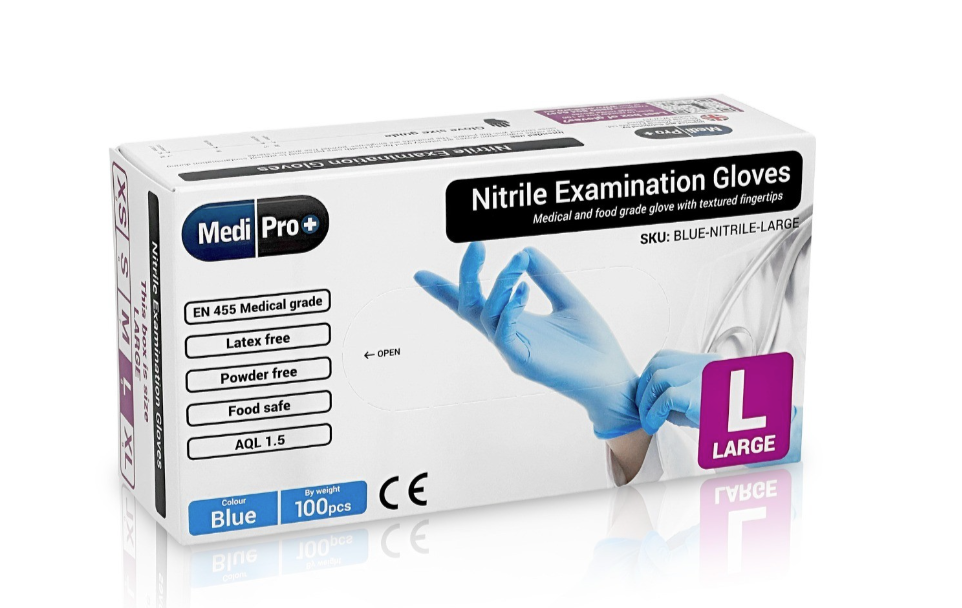 Blue Nitrile Gloves x 100