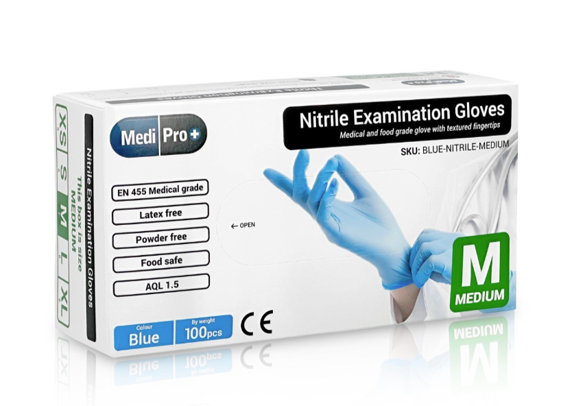 Blue Nitrile Gloves x 100