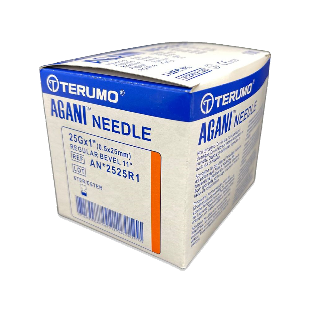 Terumo AGANI Needle 25G x 1" x 100 - ORANGE