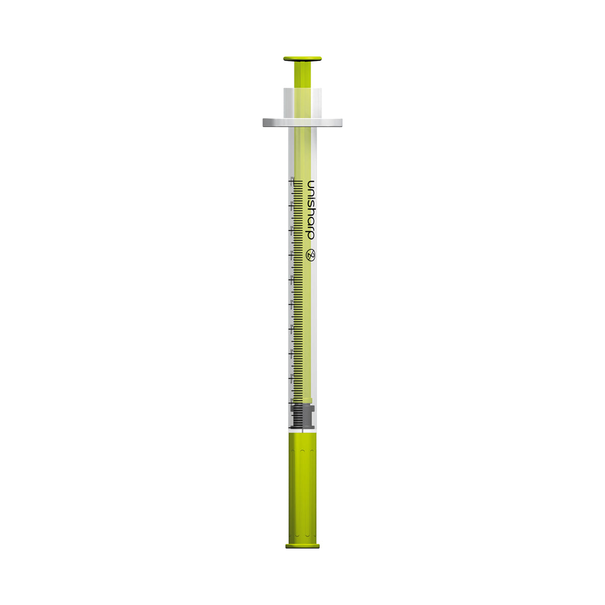 Unisharp 1ml Fixed 30G 0.5" Lime  x 100