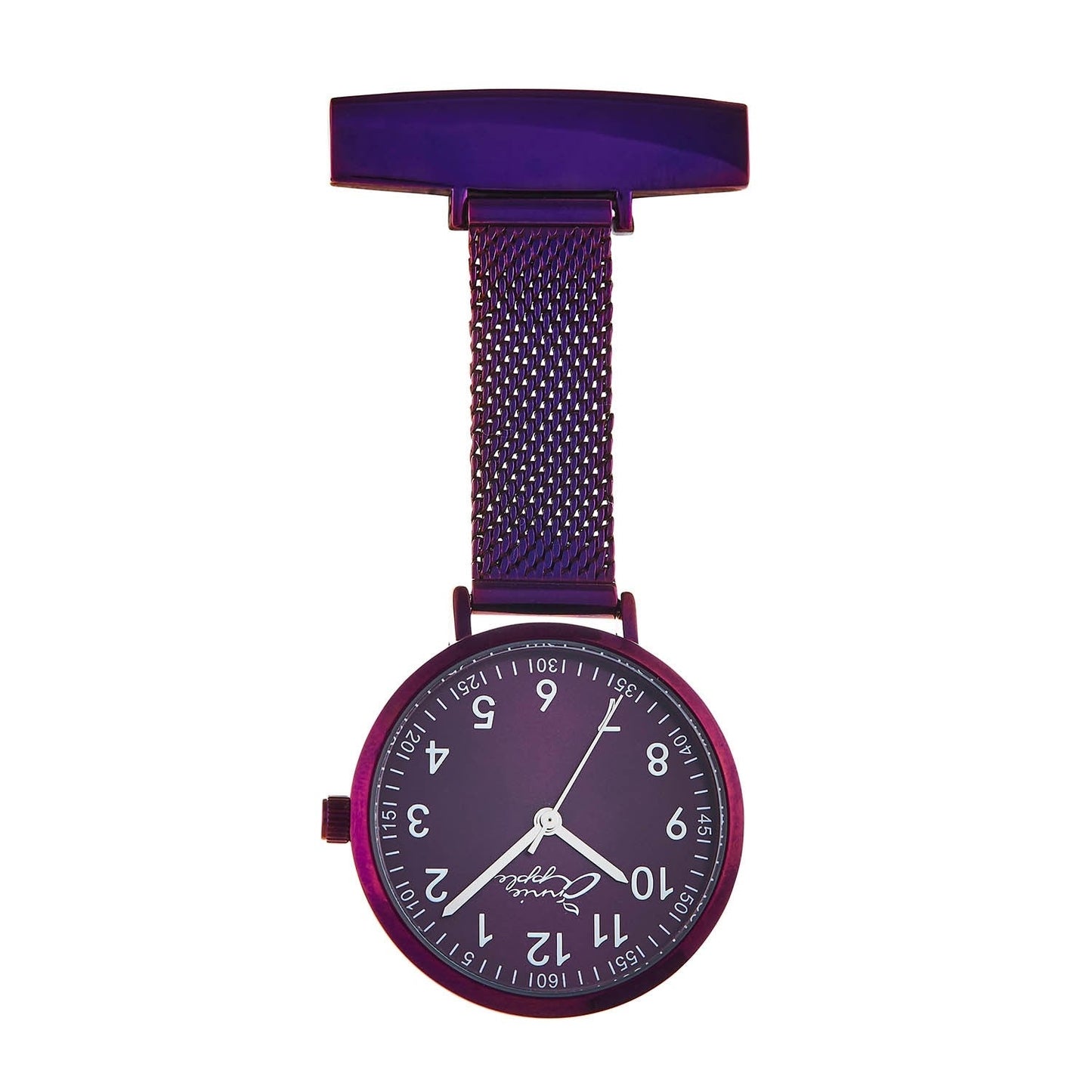 Dark Slate Gray Annie Apple Nurses Fob Watch - Meraki - Silver/Purple - Mesh - 35mm