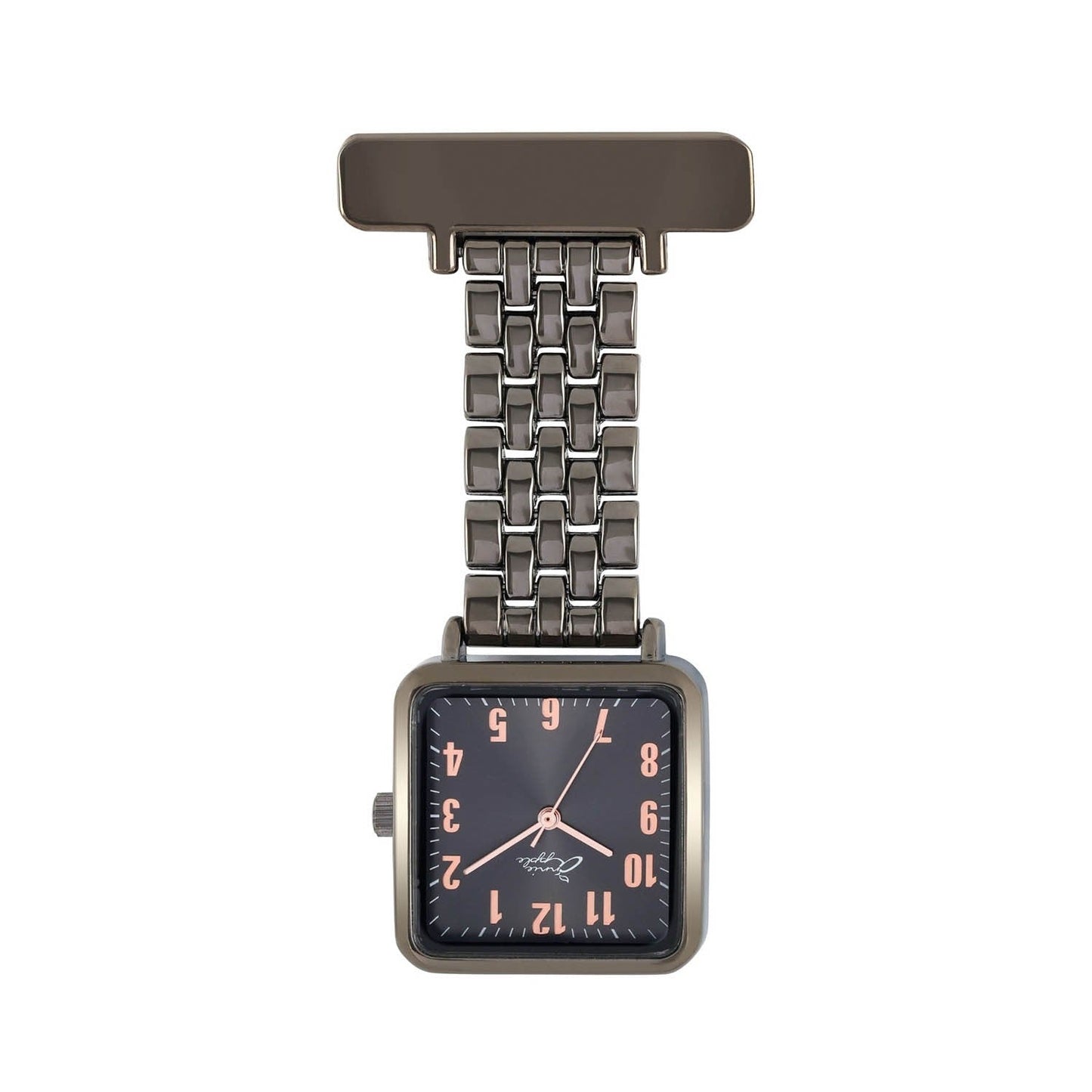 Dark Slate Gray Annie Apple Nurses Fob Watch - Eunoia - Rose Gold/Gunmetal - Link - 28mm